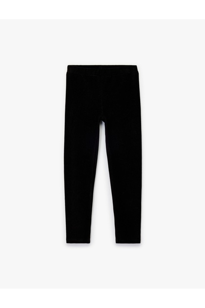 Basic Long Velvet Leggings with Elastic Waistband