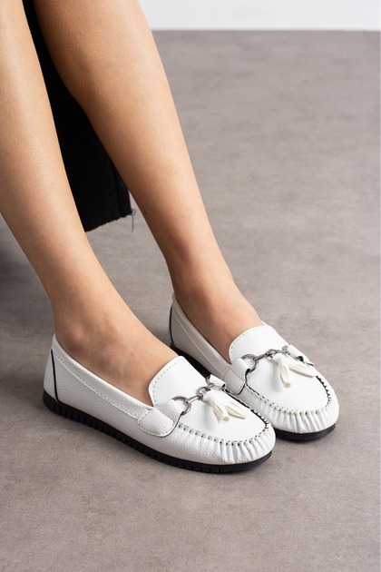Seli White Women's Comfortable Light Sole Stylish Daily Office Ballerina Shoes