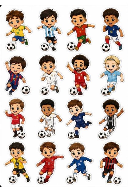 Futbol Temalı Su Geçirmez Sticker Seti, Laptop, Matara, Dolap, Defter Etiketi, Futbolcu Çıkartmaları