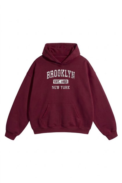 Unisex Men'S/Women's Brooklyn Printed Oversize Cotton Hooded Sweatshirt