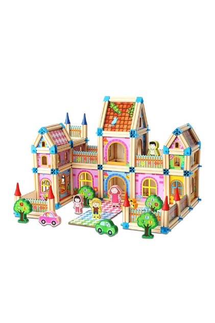 Villa Wooden Building Blocks 268 Pcs Educational Construction Set for Kids, 3D Wooden House Building, Creative Learning Toy for Boys & Girls Age 3+