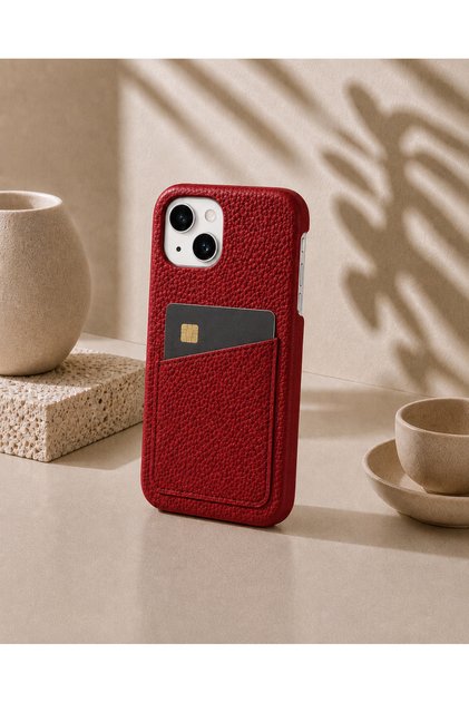 iPhone 13 (6.1 Inch) Compatible Leather Phone Case with Open Sides, Frameless Slim Design, Card Holder Compartment and Card Holder