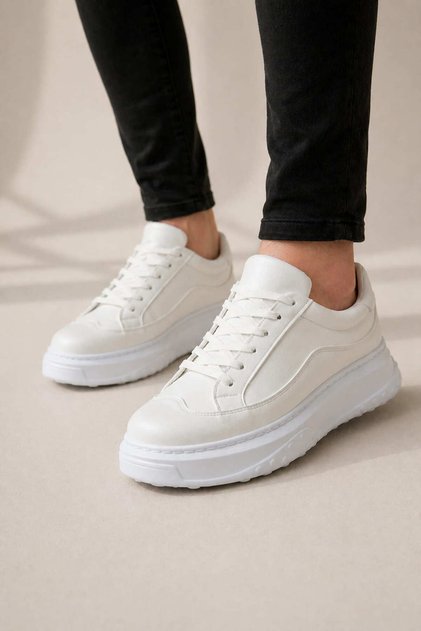 Jy507 Dara Lace-Up Leather Men's Casual Sneaker Shoes Cbt White