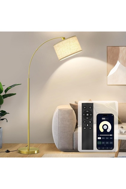 مصباح أرضي LED على شكل قوس، مع جهاز تحكم عن بعد، 3 درجات حرارة لونية قابلة للتعتيم، مصباح قائم لغرفة المعيشة وغرفة النوم