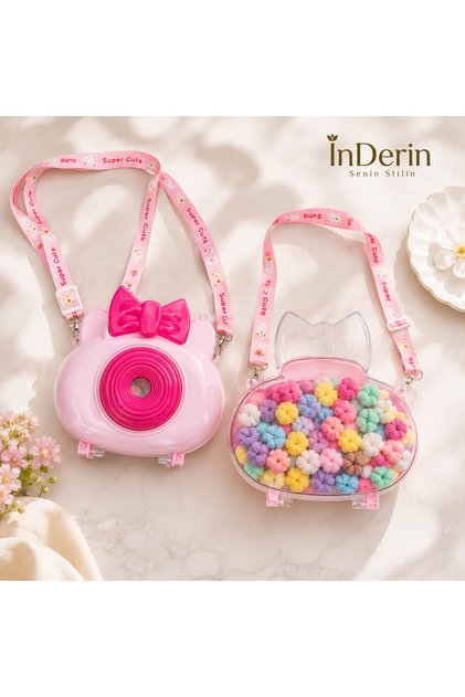 Colorful Hair Elastic Set Shoulder Bag with Capsule Bag, Adjustable Strap
