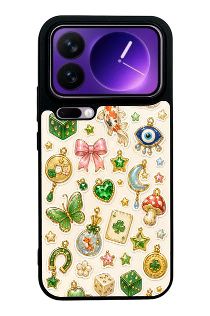 Xiaomi 17 Pro Max Glossy Phone Case with Lucky Star Charms Design