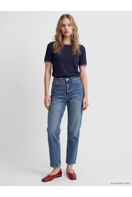Indigo Petite Mom Fit Women's Jean Pants