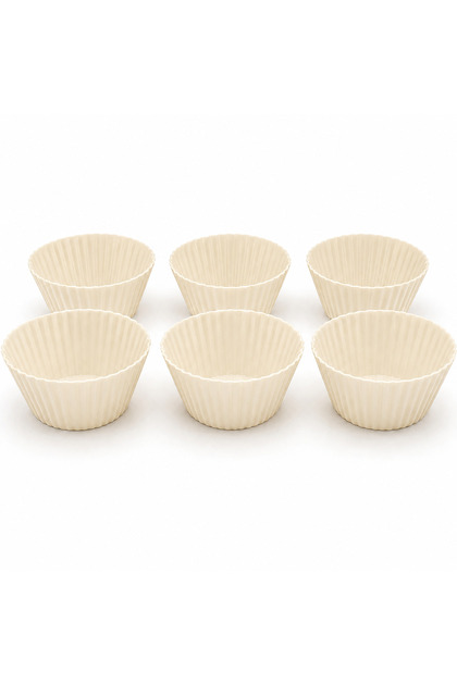 6-Piece Muffin Mini Cake Mold - 100% Silicone - Reusable Cake Mold - Ecru