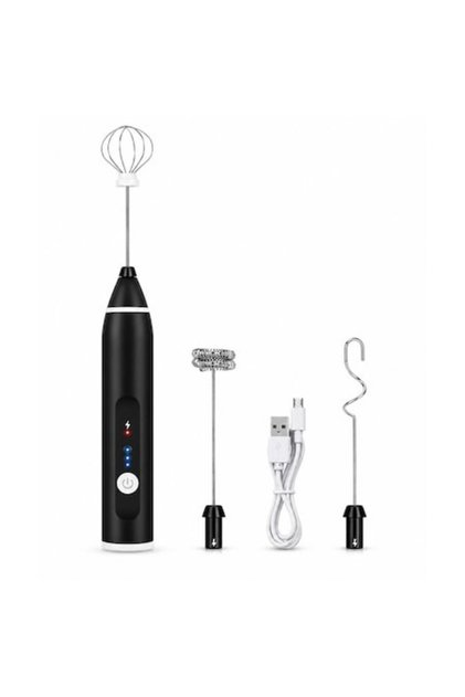 Mixer electric pentru frappe, 2 capete interschimbabile, baterie reîncărcabilă USB, portabil, 3 trepte de viteză
