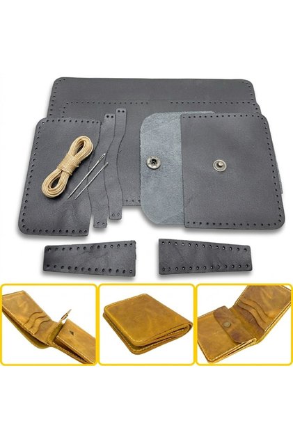 DIY Ahura Leather Wallet Making Kit, DIY Handmade Wallet Card Holder Kit with 3 Card Sleeves