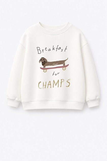 Unisex Kids' Cotton Crew Neck T-Shirt with Slogan Print