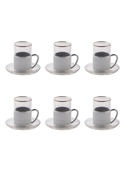 Asawir Tea Cup Set, Silver, 6-Piece Set