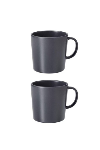 2 Pieces Mug Height: 9 cm Tea Coffee Cup Mug Set Gray Color Cup 300 ml Stoneware