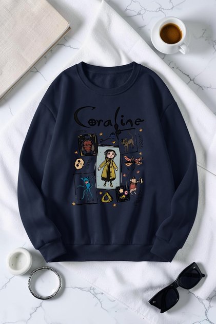 Hanorac unisex cu imprimeu Caroline, cu guler rotund