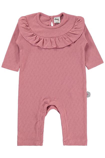 Jacquard Ribbed 3-18 Months Jumpsuit - Pink