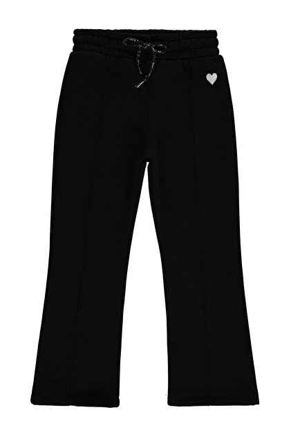 Heart Embroidered Sweatpants for 10-13 Years Old - Black