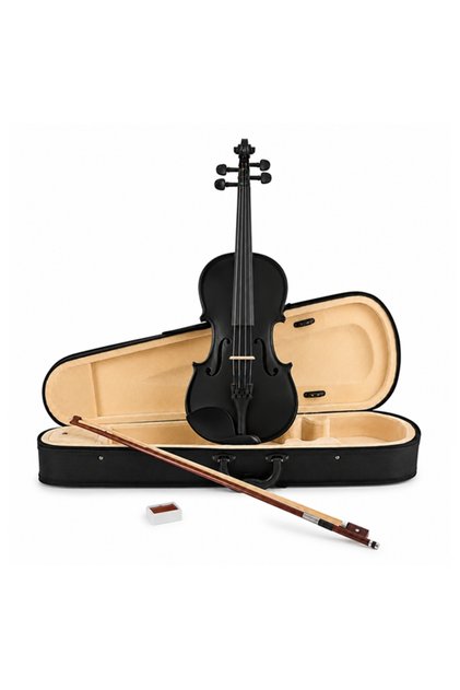 Класическа цигулка за деца и начинаещи 1/8 DEPOX ® 43 см, Дърво, Лък, Калъф за носене и Канистър за колофон, Черен
