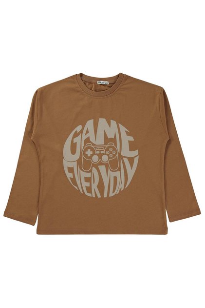 Game Everyday Printed Sweatshirt for Ages 10-13 Km - Brown