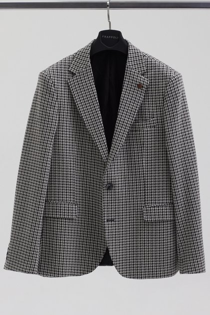Parcessi Men's Grey-Black Stretch Cotton Blend Knitted Fabric Sports Blazer Jacket