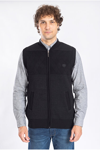 Men's Middle-Aged and Older Knitwear Knitted Acrylic Zippered Winter Vest 3008