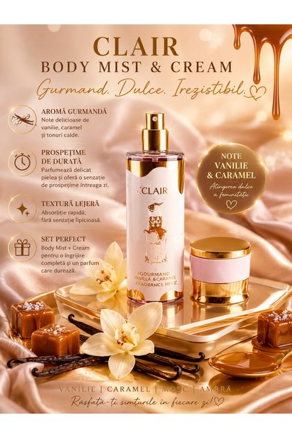 Bodysuit Mist & Cream – αρωματικό σετ σώματος, γκουρμέ άρωμα βανίλιας και καραμέλας