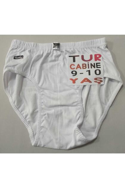 Tutku-Boy's Cotton Flexible 9-10 Years Old White Color Elastic Waist Slip Underpants 1 Piece