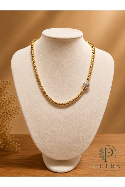 VIP | Taşlı Küre Detaylı 14K Altın Kaplama Gold Kolye