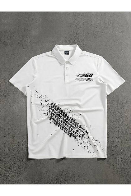 Overdrive Unisex Oversize Polo – Street Racing Tire & Graphic Print T-Shirt
