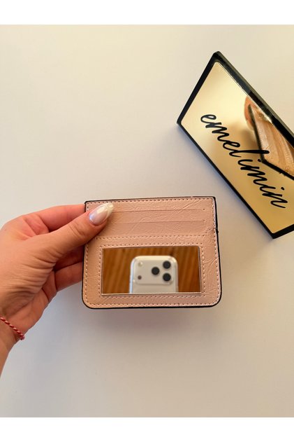 Women's Pink Powder Mirrored Card Holder Stylish and Slim Design Multi-Compartment Card Holder Wallet