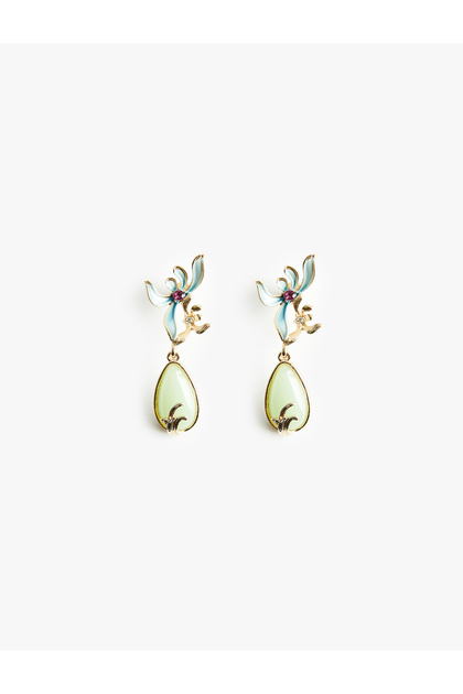 Multi-Colored Drop Earrings with Dangle