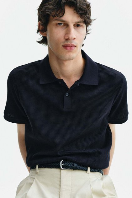 Slim Fit Waffle-knit polo shirt