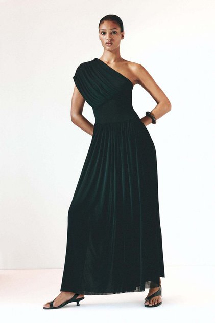 Draped one-shoulder dress