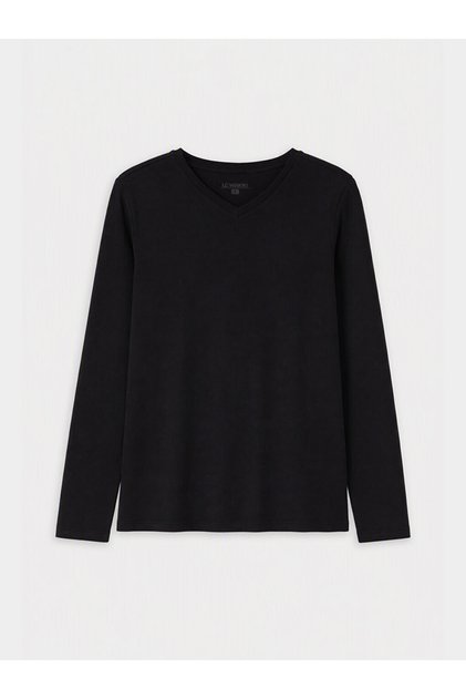Black V-Neck Cotton Men's Undershirt