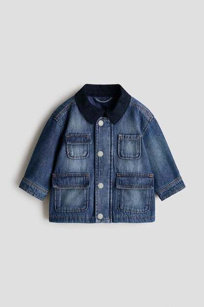 Corduroy-collar denim jacket