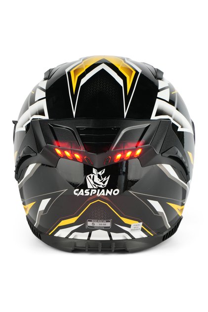 HOMER Full-Face Glossy Black/Gray/Yellow Led Işıklı Motosiklet Kaskı ECE-R 22.06 Sertifikal