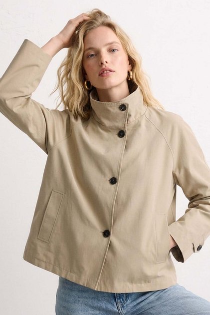 Women's Stand Collar Pocket Jacket - Mink