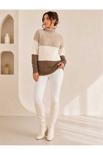 Colorful Knitted Detailed Crew Neck Knitwear Sweater