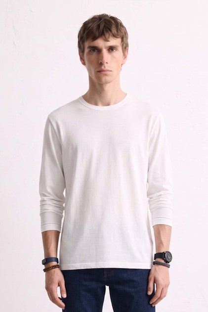 Men's Crew Neck Slim Sweatshirt 5074 - Ecru
