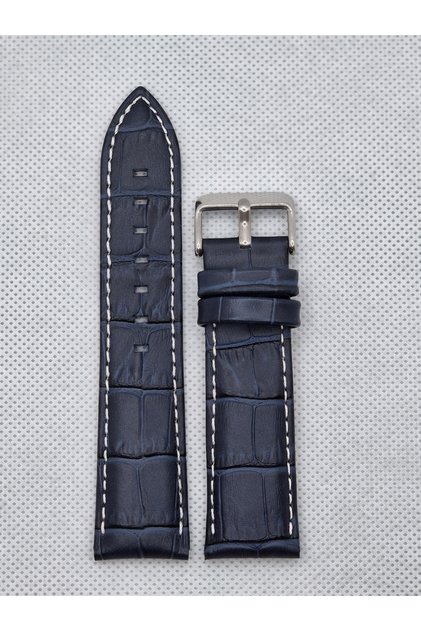 22mm Lacivert Deri Saat Kayışı