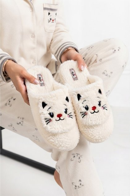 Women's Plush House Slippers with Cat Pattern, Soft, Warm, Furry, Comfortable Home - Dowry - Bundle Slippers