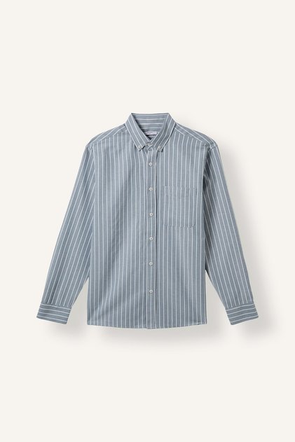 Regular Fit Buttoned Collar Striped Woven Pocket Long Sleeve Shirt E7840Ax26Au