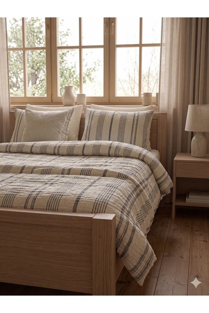 Muslin Double Duvet Cover Set 100% Cotton Double Layer Wrinkled
