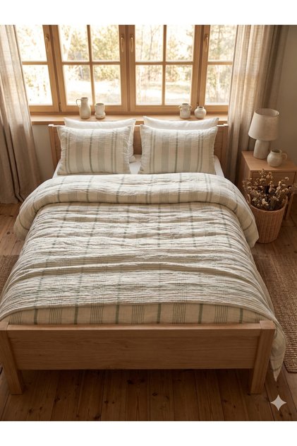 Muslin Double Duvet Cover Set 100% Cotton Double Layer Wrinkled