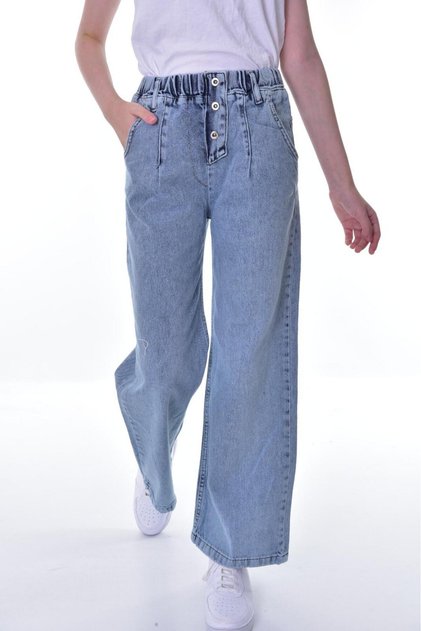 Girl's 100% Cotton Stretchy Waist Jeans
