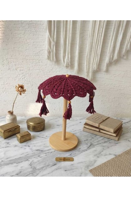Masaüstü El Yapımı Bordo Örgü Dekoratif Ahşap Sunum Bali Şemsiyesi Pinterest Dekor Şemsiye