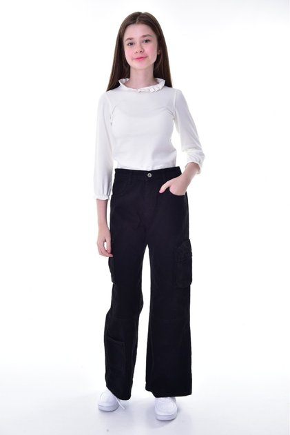 Girls' Cargo Pocket 100% Cotton Jeans