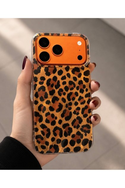 İPHONE 17 PROMAX /18 PROMAX UYUMLU TURUNCU LEOPAR DESENLİ KILIF