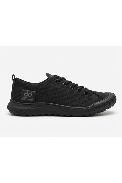 Flexible Black Linen Laced Breathable Comfortable Black Sole Style Sneaker Shoes