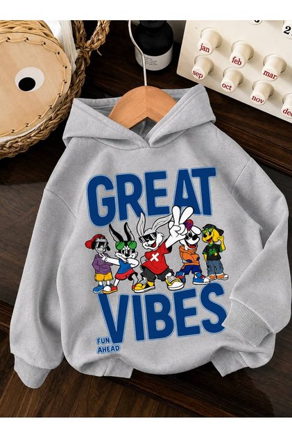 3 Yarn Combed Cotton Great Printed Unisex Children's Hooded Sweat Wq2