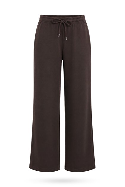 Brown Elastic Waist Sweatpants 17492